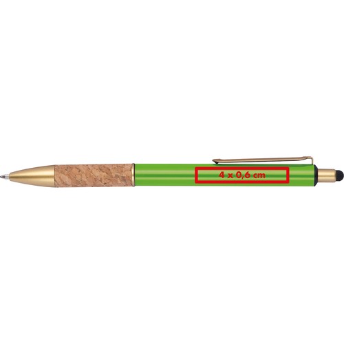 Ball pen with cork grip zone