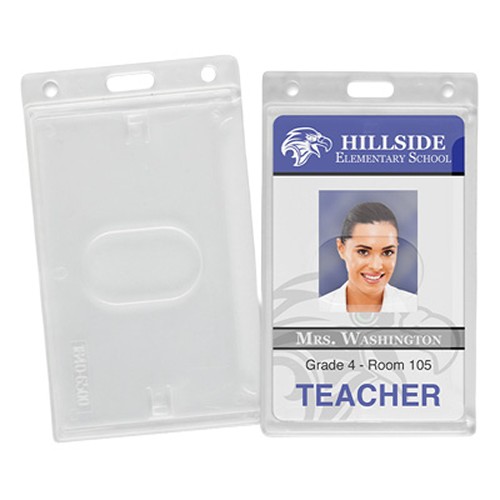 Custom Vertical Rigid One-Card Holder with Thumb Notch - Frosted