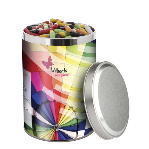 Large tin 1.3 liters, filled with candy