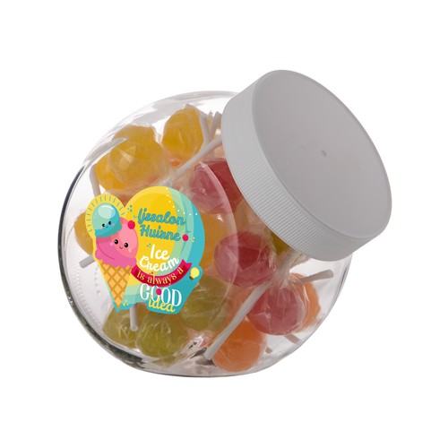 Bocal en verre de taille moyenne, rempli de bonbons Bocal en verre de taille moyenne, rempli de bonbons