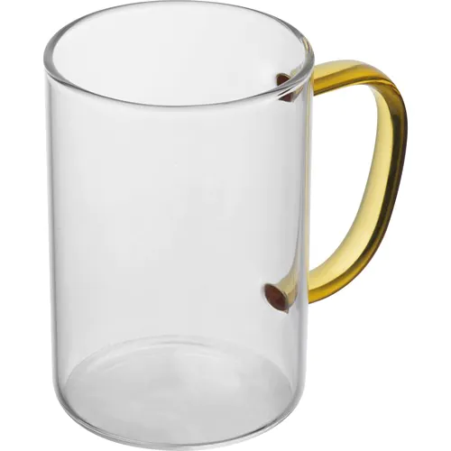 glass mug with coloured handle glass mug with coloured handle