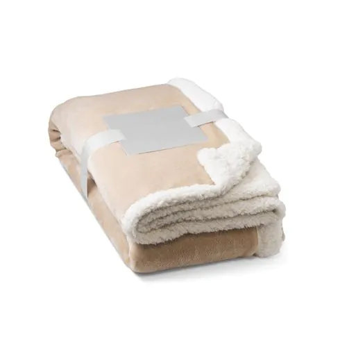 HEIDEN. Reversible fleece blanket (190 g/m²) with satin ribbon and personalised card HEIDEN. Reversible fleece blanket (190 g/m²) with satin ribbon and personalised card