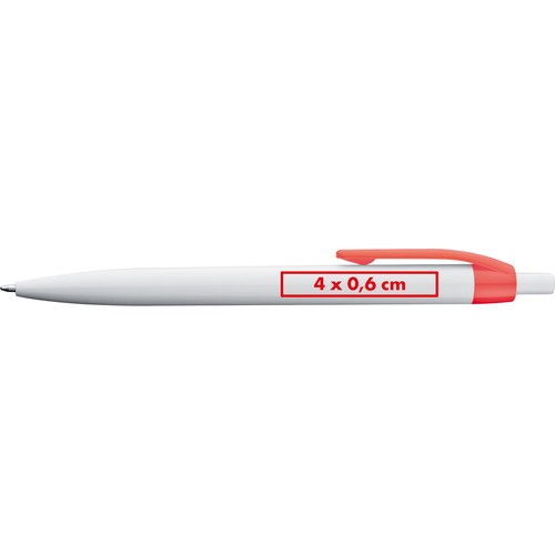 White plastic ball pen with coloured clip