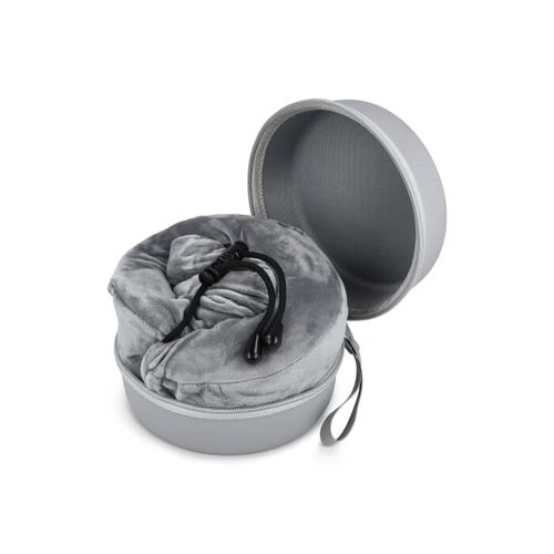 Contoured memory foam travel pillow with EVA case