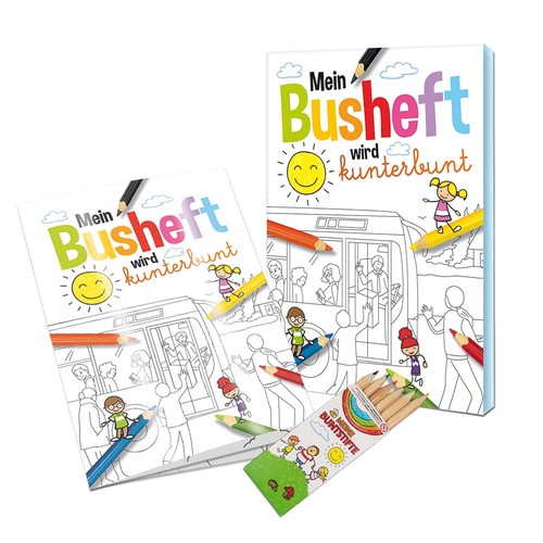 Colouring book / set A6 - Bus - Colouring book neutral
