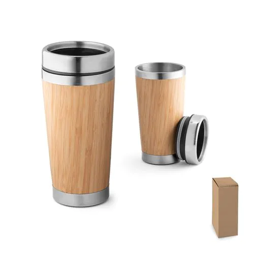 PIETRO. Tasse de voyage 500mL en babou et acier inox