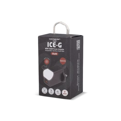 Adaptador de corriente Xoopar ICE-G de 65 W con GaN y enchufe británico Adaptador de corriente Xoopar ICE-G de 65 W con GaN y enchufe británico