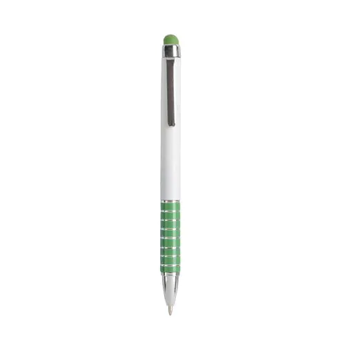 Twist pen with white plastic barrel and coloured aluminium grip, matching the touchscreen Twist pen with white plastic barrel and coloured aluminium grip, matching the touchscreen