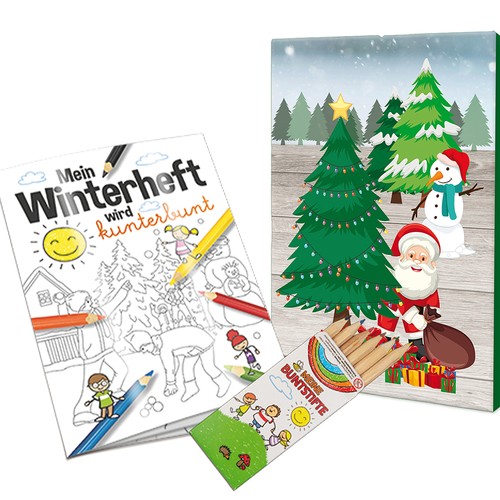 Coffret de coloriage A6 - Noël - Kit de dessin neutre Coffret de coloriage A6 - Noël - Kit de dessin neutre