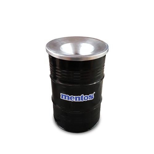 Barrel Bin Small Black with Flame Retardant Lid | 60 Liter Bin