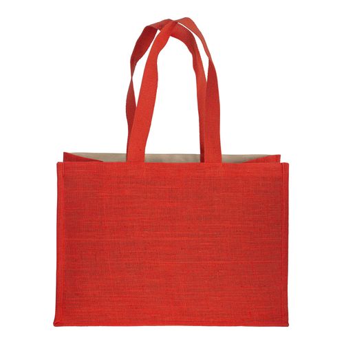 280 g/m2 cotton shopping bag with jute details, long handles and gusset 280 g/m2 cotton shopping bag with jute details, long handles and gusset