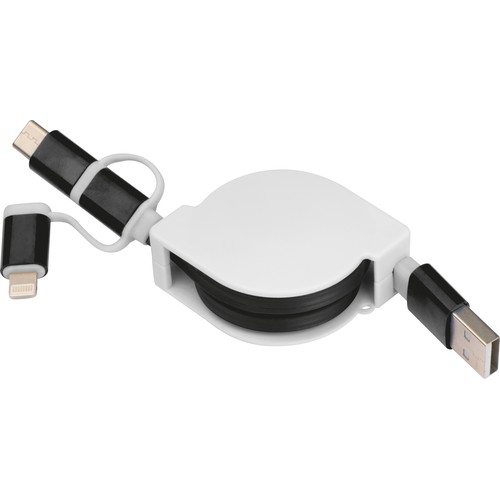 Extendable charging cable with 3 plugs