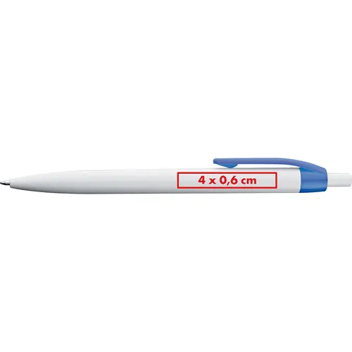 White plastic ball pen with coloured clip