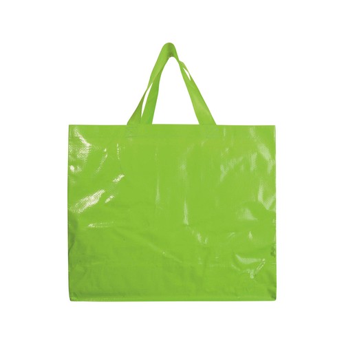 Laminated 120 g/m2 PP shopping bag with gusset and long ribbon handles Laminated 120 g/m2 PP shopping bag with gusset and long ribbon handles