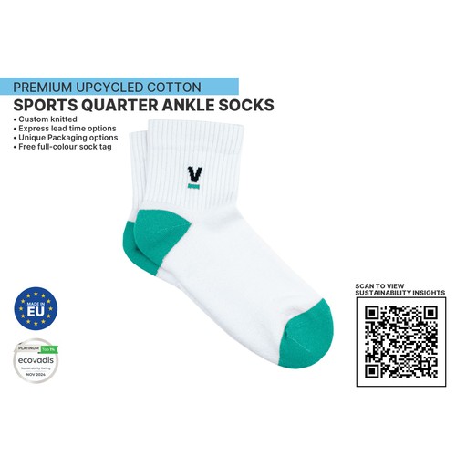 Premium UPCYCLED Sports Quarter 1/4 Ankle by KINGLY