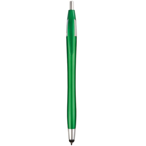 Penna a scatto in plastica con gommino per touch screen Penna a scatto in plastica con gommino per touch screen