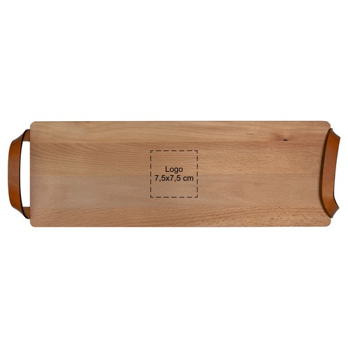 Plank met leren handvaten beuken 48x17 cm Plank met leren handvaten beuken 48x17 cm