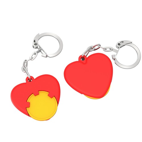 Porte-clés jeton 1€ "cœur"