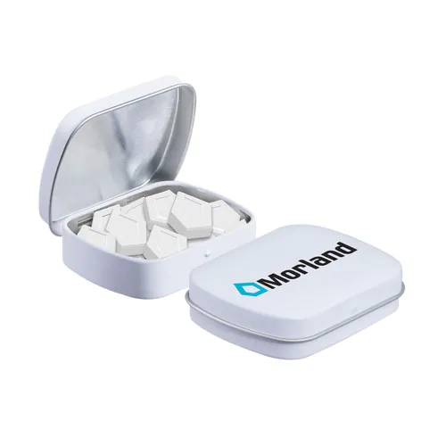Mini hinged tin logo mints Mini hinged tin logo mints