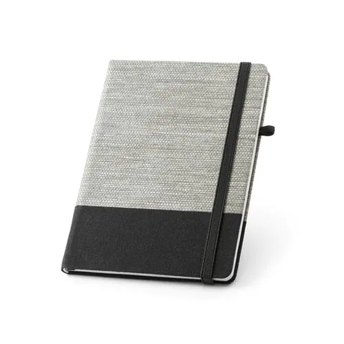ROUSSEAU. A5 notepad in straw fibre and cotton canvas with lined pages