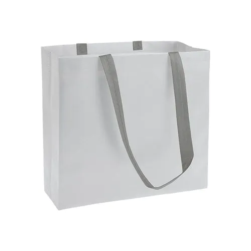 Laminated non-woven fabric shopping bag with gusset and long handles Laminated non-woven fabric shopping bag with gusset and long handles