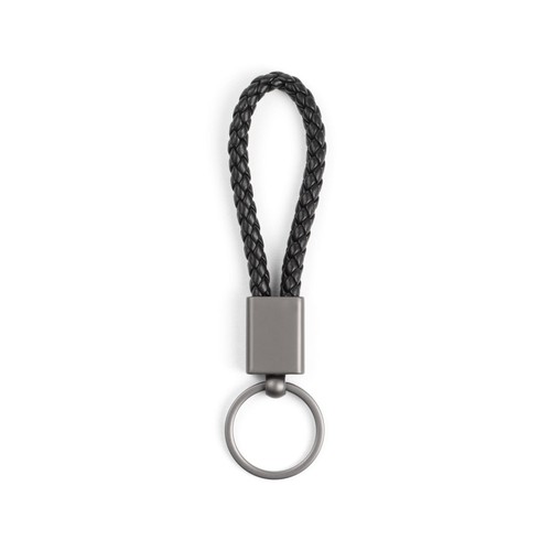KETCHUM. Porte-clés rectangulaire avec cordon tressé en polyester (21 % recyclé) et 79 % polyuréthane