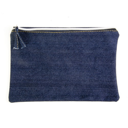 Beauty case en coton DENIM 220 g/m2 (85% coton - 15% polyester) avec fermeture éclair