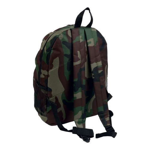 600D polyester 6-pocket backpack (two mesh side pockets). Front pocket with velcro 600D polyester 6-pocket backpack (two mesh side pockets). Front pocket with velcro