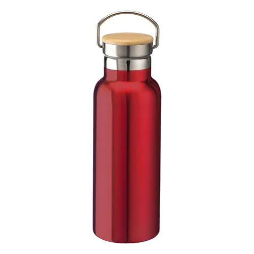 Thermos in acciaio inossidabile (500 ml) con doppia parete isolante e tappo in bambù Thermos in acciaio inossidabile (500 ml) con doppia parete isolante e tappo in bambù