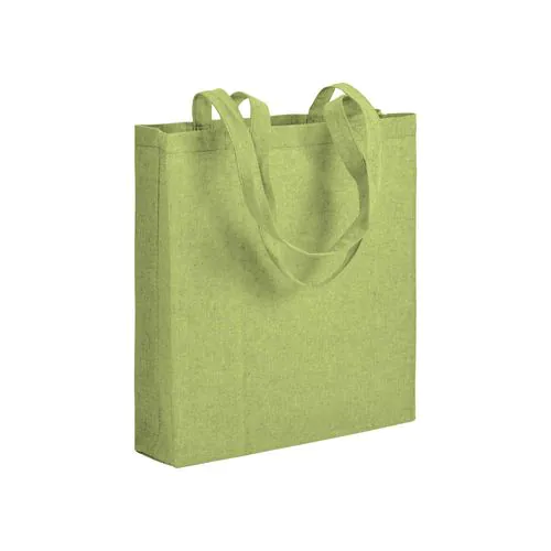 150 g/m2 recycled cotton shopping bag, melange effect, long handles and gusset