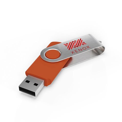 USB Stick Twister (Orange, 16GB 2.0, Print in full color frontside, Print in full color backside)