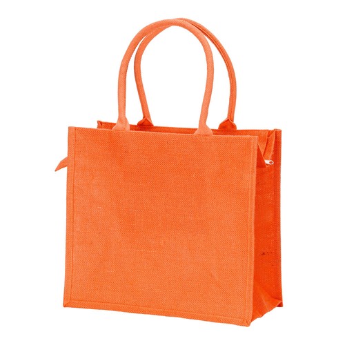 Borsa in juta con manici in cotone. Dotata di chiusura a zip