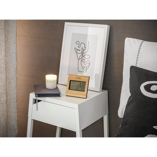 BROMLEY. Stazione meteo da tavolo con schermo LCD in ABS e bambù BROMLEY. Stazione meteo da tavolo con schermo LCD in ABS e bambù