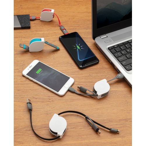 3-in-1 kabel met oprolmechanisme