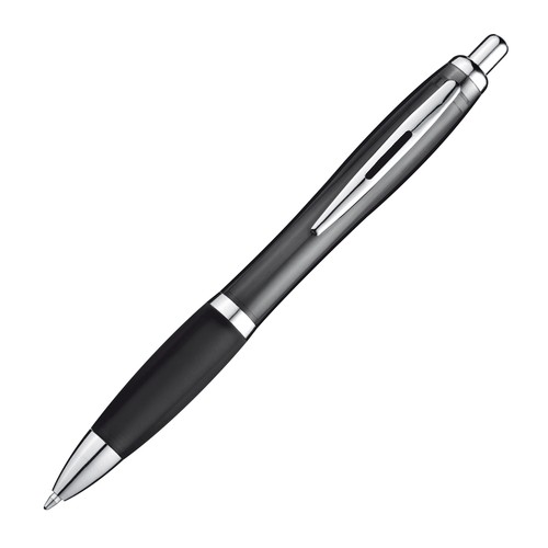 Transparent ball pen with rubber grip Transparent ball pen with rubber grip
