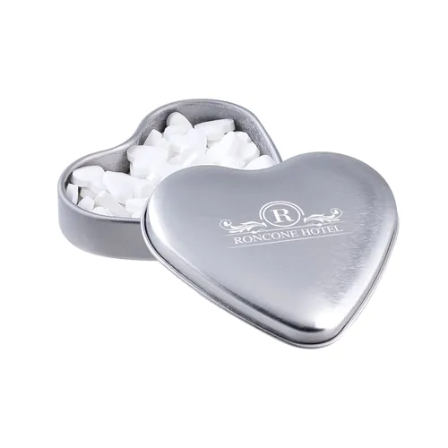 Heart shaped tin with heart peppermint Heart shaped tin with heart peppermint