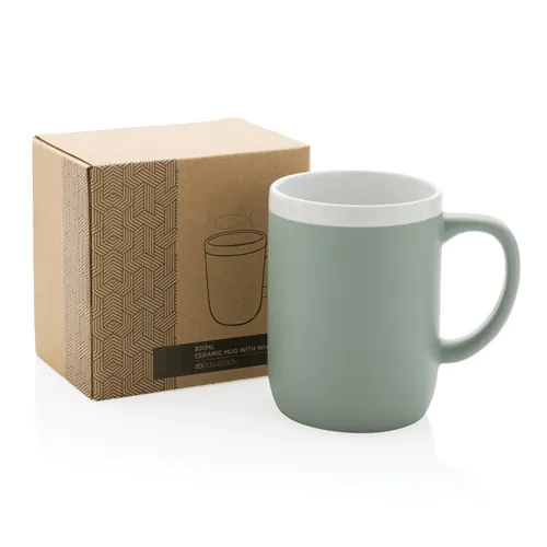 Ceramic mug with white rim 300ml Ceramic mug with white rim 300ml