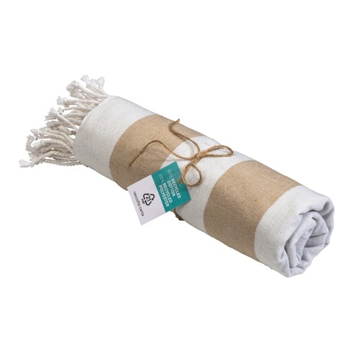Serviette de plage / Paréo en coton recyclé de 180 gr/m2 avec frange, mesure 90x170 cm Serviette de plage / Paréo en coton recyclé de 180 gr/m2 avec frange, mesure 90x170 cm
