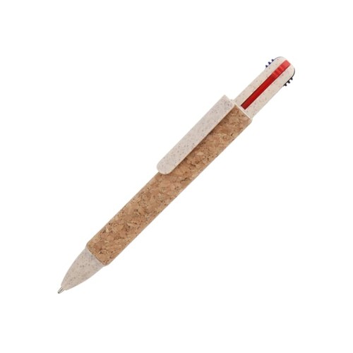 Balpen 4-kleuren kurk