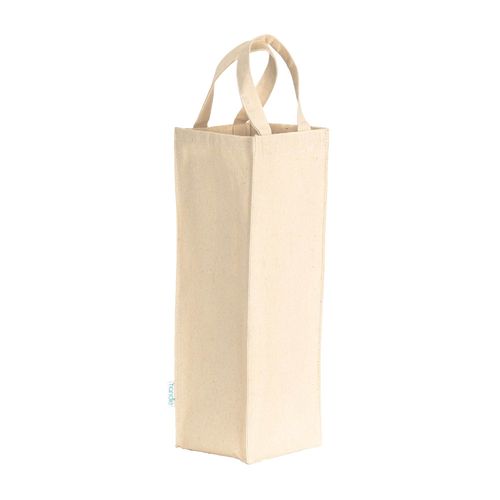 Single bottle carrier bag made of 250 g/m2 recycled cotton