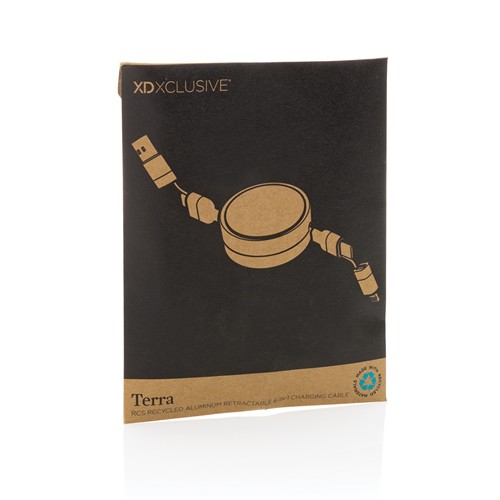 Câble 45W rétractable 6 en 1 en aluminium recyclé Terra RCS