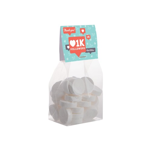 Petit sac en-tête carte 150 grammes de bonbons Petit sac en-tête carte 150 grammes de bonbons