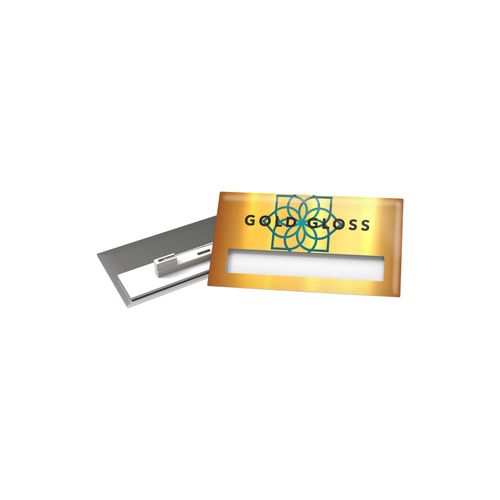 Badge Mae Metal, Rectangular, 74 x 40 mm, Needle, Doming in full color Badge Mae Metal, Rectangular, 74 x 40 mm, Needle, Doming in full color