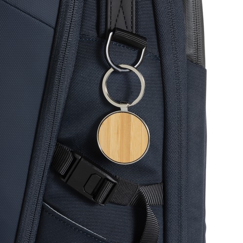 RCS recycled zinc alloy round keychain with bamboo RCS recycled zinc alloy round keychain with bamboo