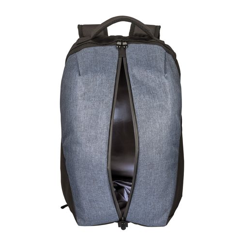 Zaino sport in poliestere 600D melange, ampio scomparto principale con porta pc (15"). Zaino sport in poliestere 600D melange, ampio scomparto principale con porta pc (15").