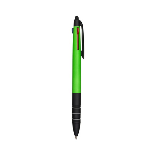 Penna a scatto in plastica con 3 refill dei colori blu, nero e rosso Penna a scatto in plastica con 3 refill dei colori blu, nero e rosso