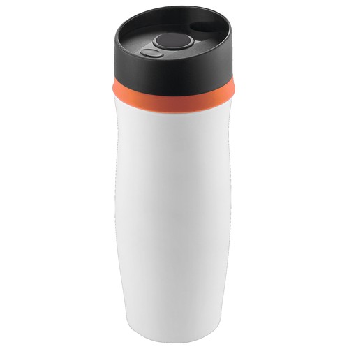 Metmaxx® thermo mug "CremaExtensa" blanc/anneau orange