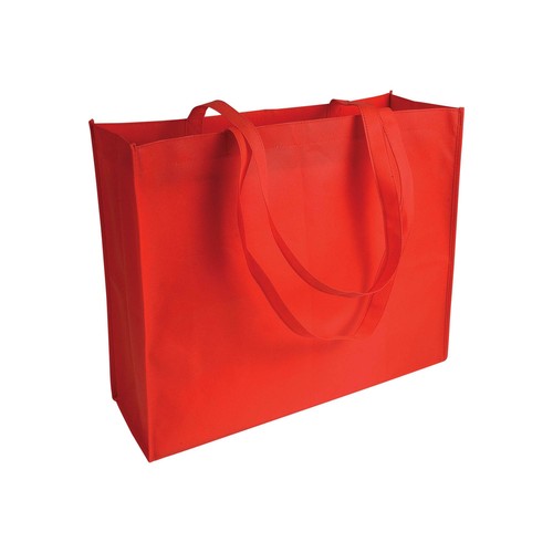 Non woven sticked shopping bag, long handle and gusset