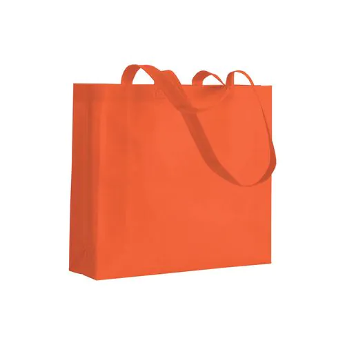 Bolsa de tejido sin tejer termosoldado, asas largas y fuelle Bolsa de tejido sin tejer termosoldado, asas largas y fuelle