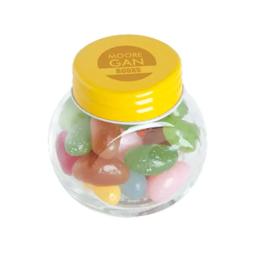Kleine glazen pot jelly beans